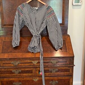 Madewell gingham top.